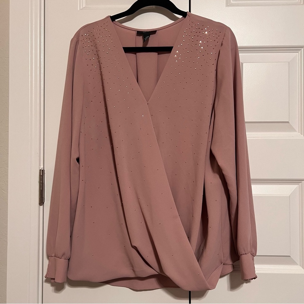 Alfani Mauve Draped Blouse